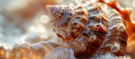 Detailed close up view of a shell with copy space image