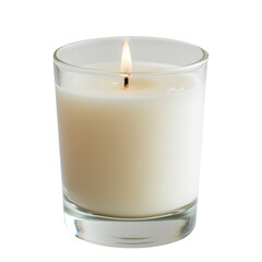 burning candle in glass isolated on transparent white background, clipping path