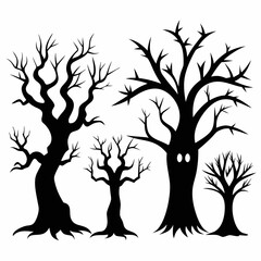 Halloween Tree silhouette set