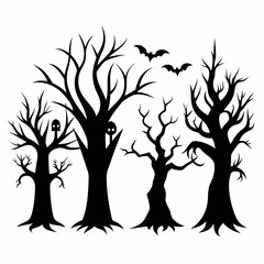 Fototapeta premium Silhouette of Halloween tree icon
