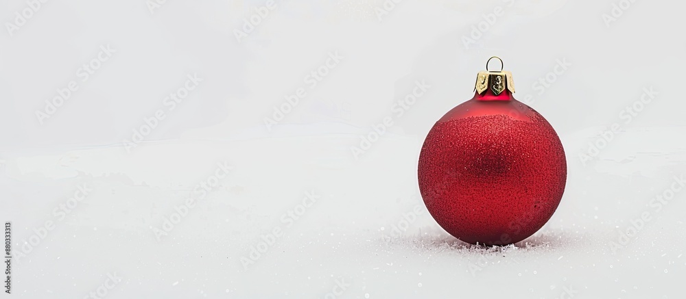 Poster Red Christmas ornament showcased against a white backdrop with space for text or images. with copy space image. Place for adding text or design