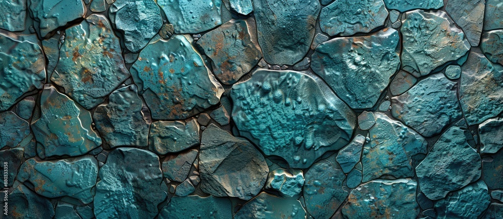 Poster a vintage turquoise wall with a textured surface provides a stylish background with empty space for 