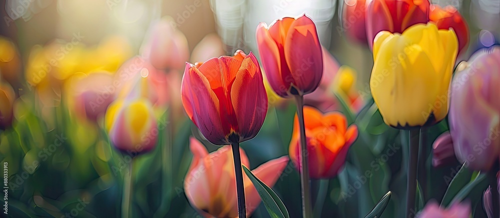 Aufkleber tulip themed greeting card with copy space image