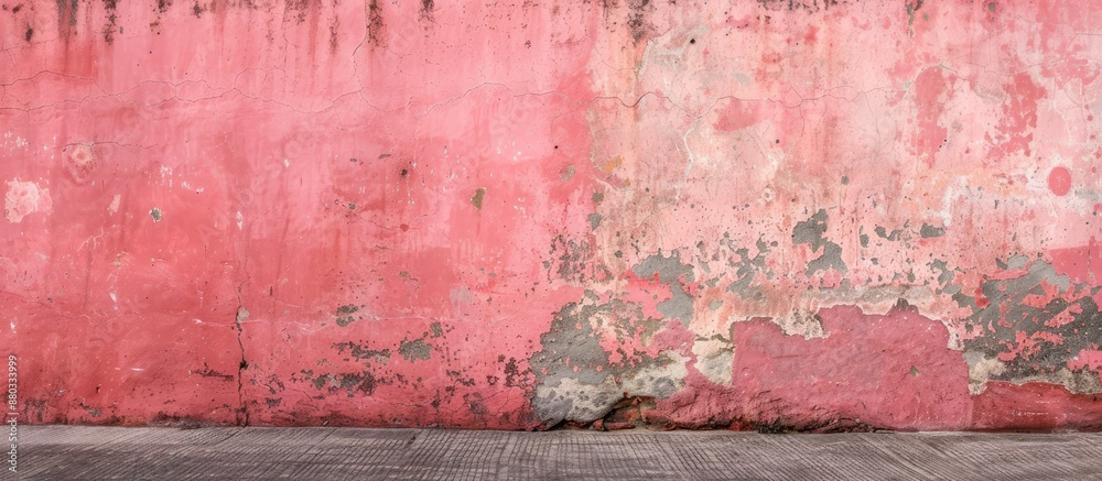 Poster grungy pink wall providing a vintage backdrop or texture with ample copy space image