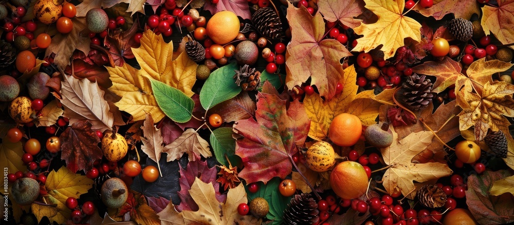Poster Autumn approaches bringing its vibrant array of seasonal images and colors to the fore ideal for a copy space image