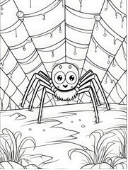 Spooky-Cute Spider Coloring Page for All Ages
