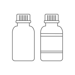 Outlined pills bottles set. Medicine containers plastic icons