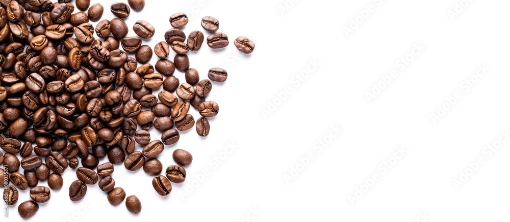 Poster coffee beans on a white background with copy space image
