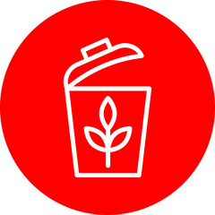 Plant Trash Vector Line White Circle Red
