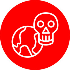 Earth Danger Vector Line White Circle Red