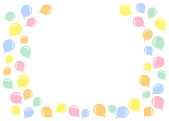 パステルカラーのかわいい風船のフレーム背景／Pastel colored cute balloon frame background