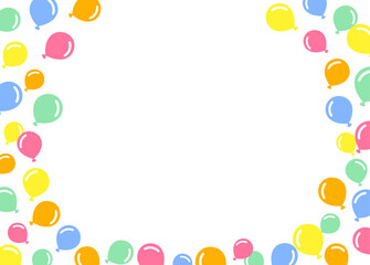 カラフルな風船のフレーム／Colorful and cute balloon frame background