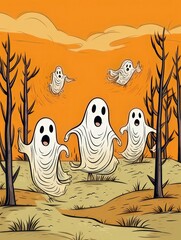 Cute Ghost in Nature. Adorable Illustration for All Ages
