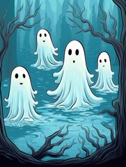 Cute Ghost in Nature. Adorable Illustration for All Ages
