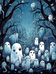 Cute Ghost in Nature. Adorable Illustration for All Ages
