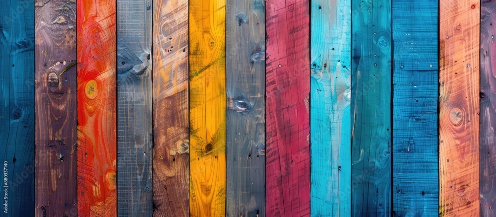 Poster background of colorful wooden planks with copy space image