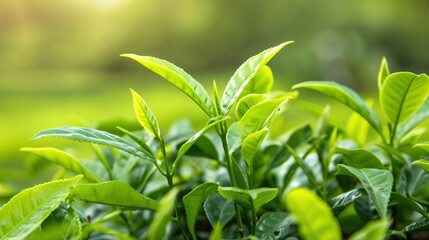Obraz premium Scientific Exploration: Green Tea Extract Molecules and Skin Cell Dynamics