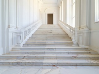 Elegant Fusion of Baroque and Minimalism: Contemporary Interior Staircase with Baroque-Inspired Railings
