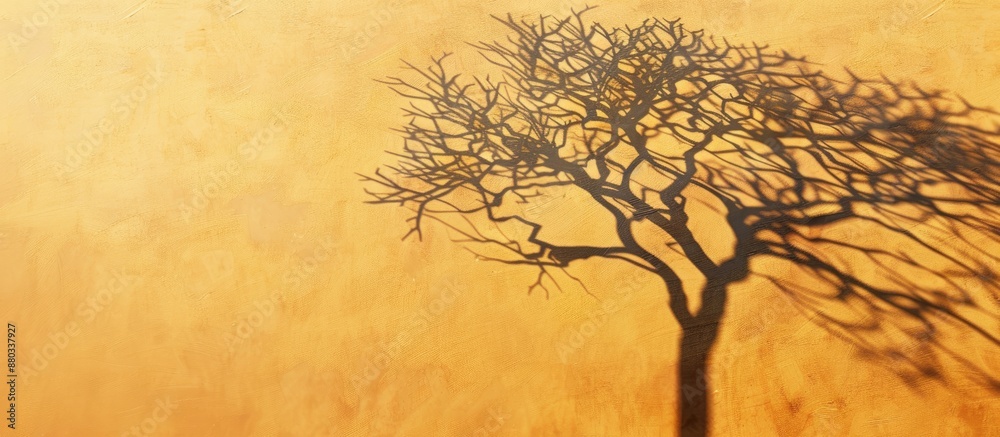 Aufkleber paper card with a tree shadow in sunlight ideal for showcasing designs features copy space image