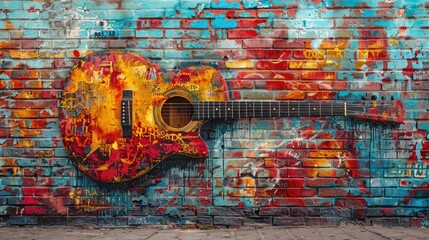 Obraz premium Acoustic Guitar Graffiti