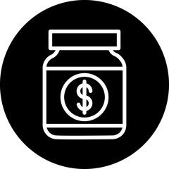 Donation Jar Vector Line White Circle Black
