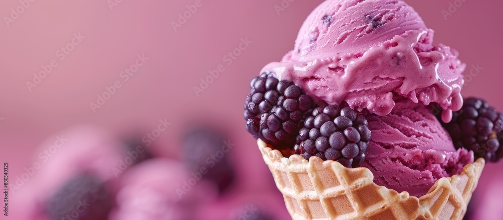 Aufkleber blackberry ice cream cone with background for custom text great for posters and flyers. with copy sp