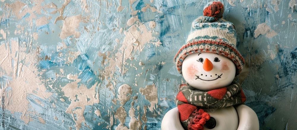 Aufkleber snow doll displayed on a wall with ample copy space image