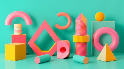 Geometric shapes in vibrant colors. Trendy and unique design elements for print or digital use.