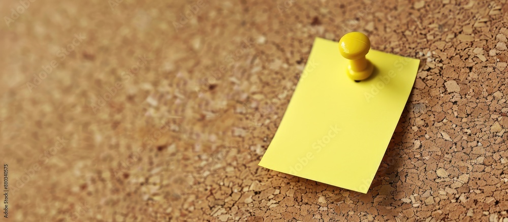 Poster a yellow memo pinned on a cork notice board with copy space image