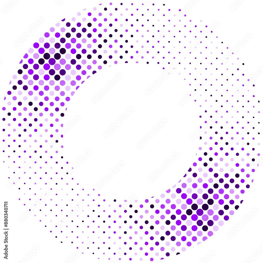 Aufkleber vibrant, circular halftone gradient design in shades of purple, creating visually appealing and dyna