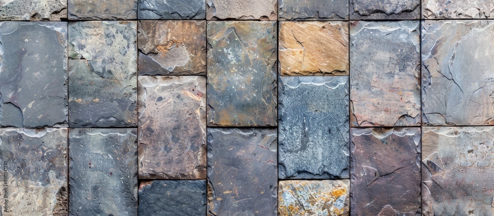 Fototapete stone tile pattern background with complimentary copy space image for product placement or ad design