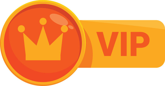 Orange vip member label featuring gold crown icon representing premium services