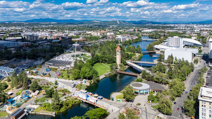spokane park riverfront aerial washington