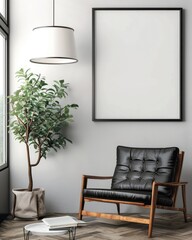 Picture Frame on a Wall. Black Frame Mockup for Modern Photo Display