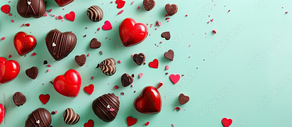 Poster valentine s themed red and chocolate brown decorations against a minty backdrop create a charming bo