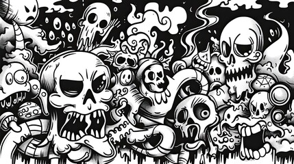 Fototapeta premium Stylish hand-drawn doodles and sketches in black and white.