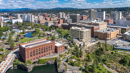 Fototapeta premium spokane downtown washington aerial view