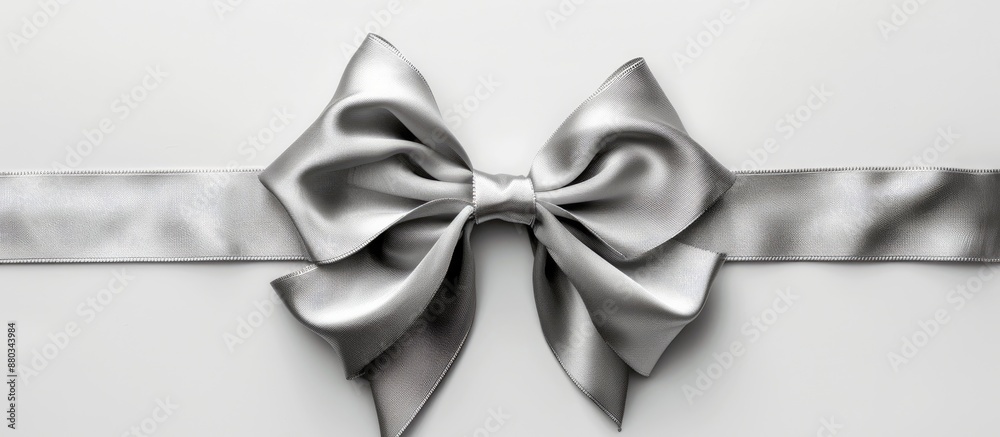 Poster a lovely grey bow with three sleek ribbons on a white background providing ample copy space image
