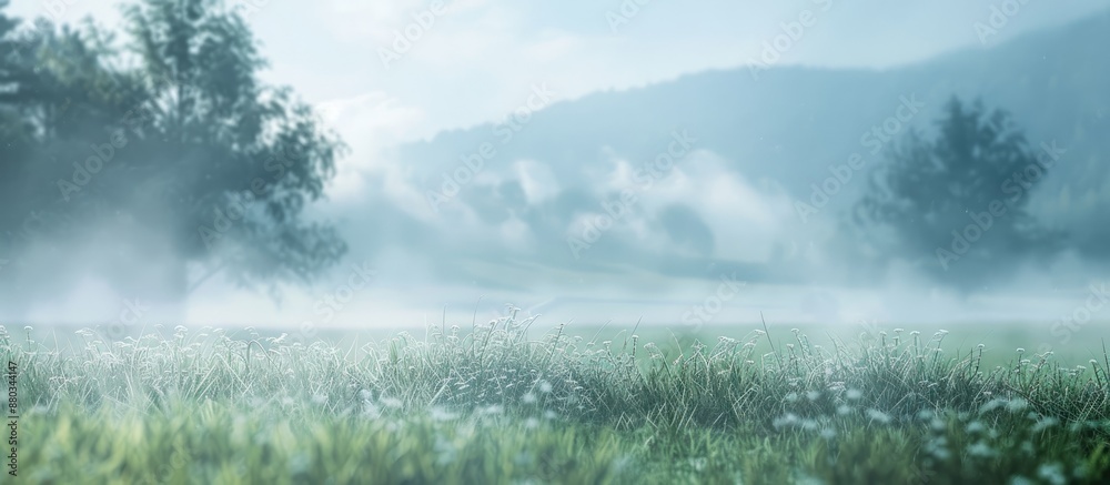 Poster blurry outdoor background with mist suitable for a copy space image