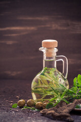 bottle filled olive oil addition sprigs rosemary branch