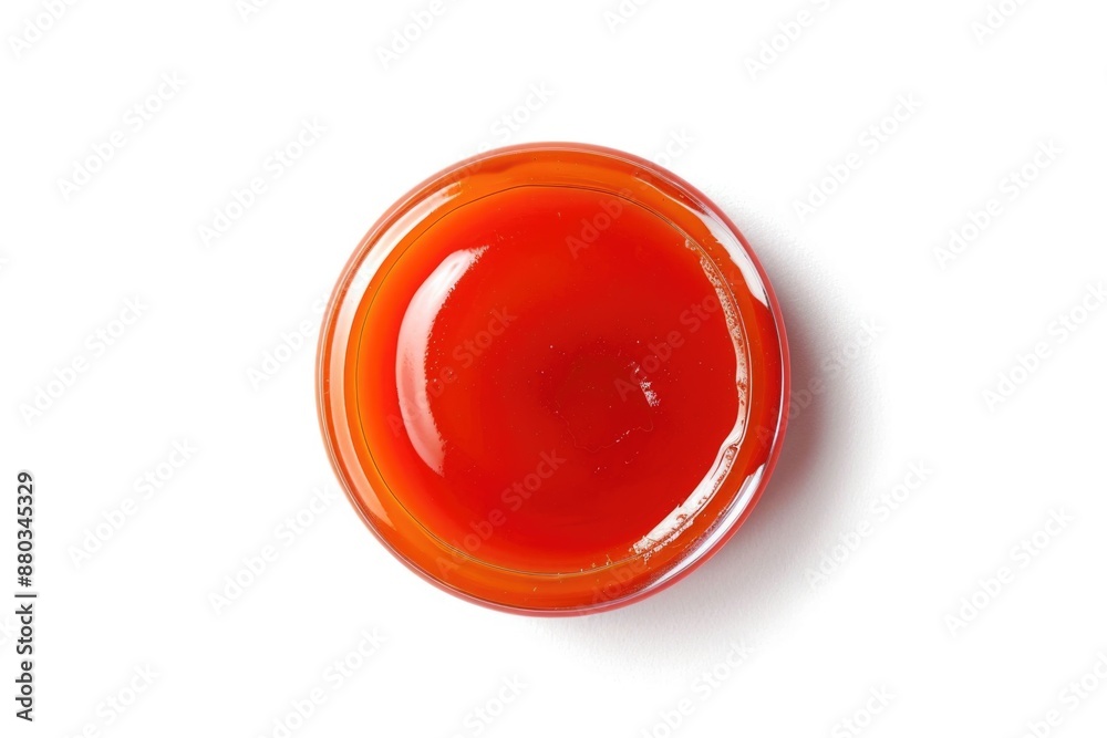 Poster a single serving of freshly squeezed orange juice in a clear glass on a clean white surface