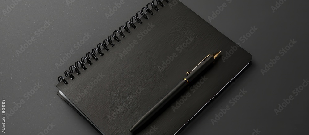 Aufkleber Spiral notebook on grey backdrop for business office or education themes Ideal for adding content or as a mock up with copy space image Top view
