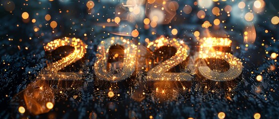 2025 New Year Celebration with Sparkling Lights and Festive Atmosphere
