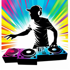 silhouette of dj in action, generative ai