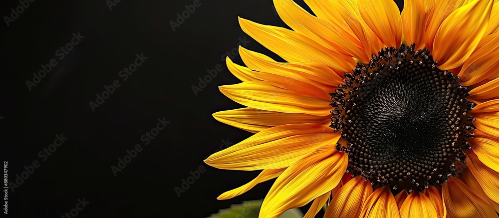 Poster An image showcasing a sunflower up close set against a black background with space for additional content