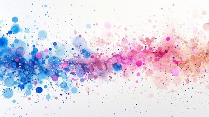 Fototapeta premium A modern abstract composition featuring a clean white background adorned with a pattern of multicolored dots The dots are in shades of pink