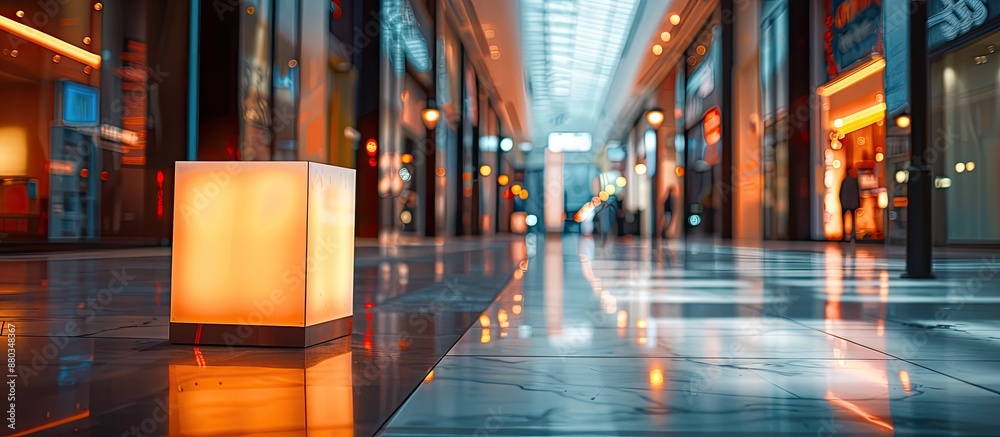 Aufkleber Luxurious shopping mall setting with a lighted display box for use with copy space image