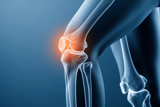 A knee with highlighted meniscus, showing torn meniscus pain, Meniscus pain, sports medicine