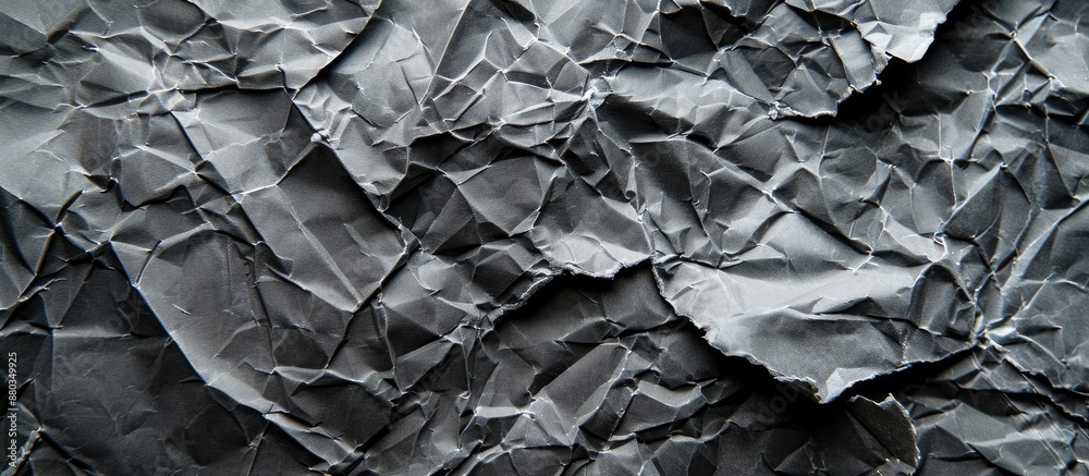 Aufkleber Close up soft focus image showing crumpled and torn gray paper with space for text or graphics. with copy space image. Place for adding text or design