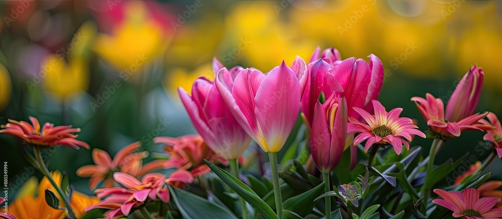 Poster flowers in their natural setting make a lovely backdrop for wallpapers or images with ample space fo